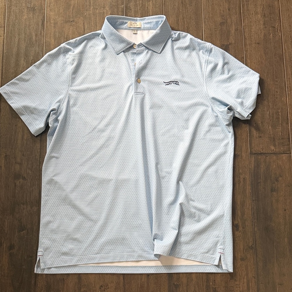 Sun Day Red Polo Shirt Men’s Large Light Blue Textured Performance